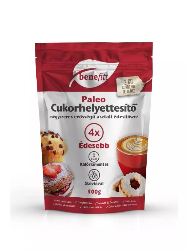 Benefitt Paleo cukorhelyettesítő 4x erősségű 500g Benefitt Paleo cukorhelyettesítő 4x erősségű 500g