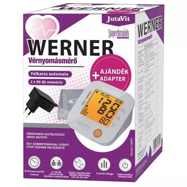 Jutavit Werner Vérnyomásmérő aut. felkaros +adapt. 1x Jutavit Werner Vérnyomásmérő aut. felkaros +adapt. 1x