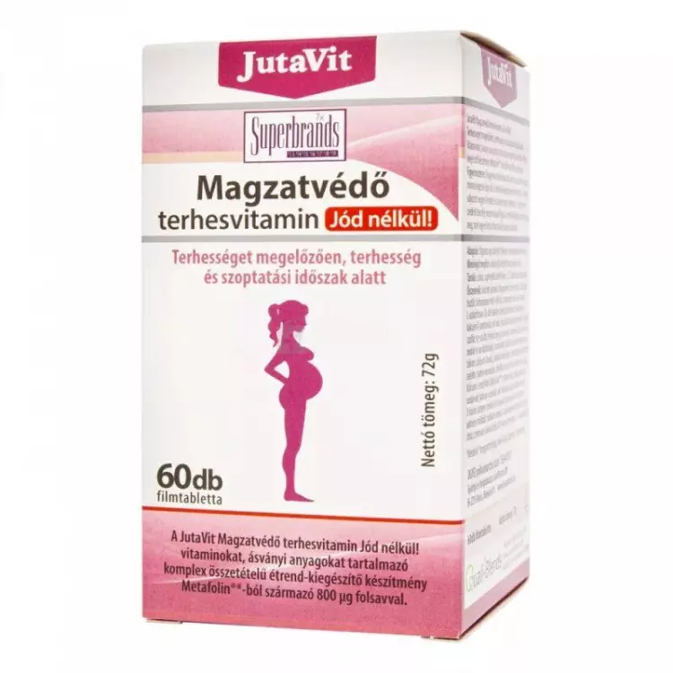 JutaVit Magzatvédő terhesvitamin jódmentes tabl. 60x JutaVit Magzatvédő terhesvitamin jódmentes tabl. 60x