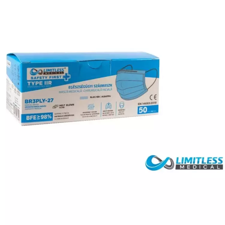 Szájmaszk kék eh. egészségügyi Limitless 50x Szájmaszk kék eh. egészségügyi Limitless 50x