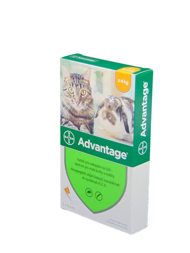 Advantage 40 macska/nyúl 0,4ml 4kg alatti A.U.V. 1x Advantage 40 macska/nyúl 0,4ml 4kg alatti A.U.V. 1x