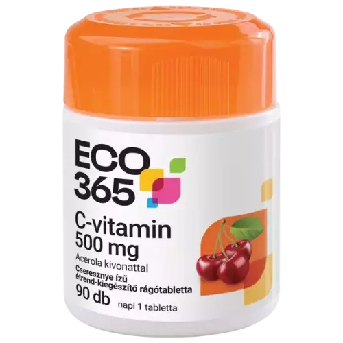 ECO365 C-vit. 500 mg+ acerola rágótabl. cseresznye 90x