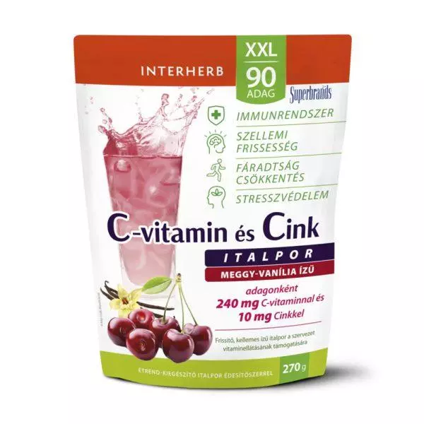 Interherb XXL C-vitamin+ Cink italpor meggy-vanília 90adag Interherb XXL C-vitamin+ Cink italpor meggy-vanília 90adag