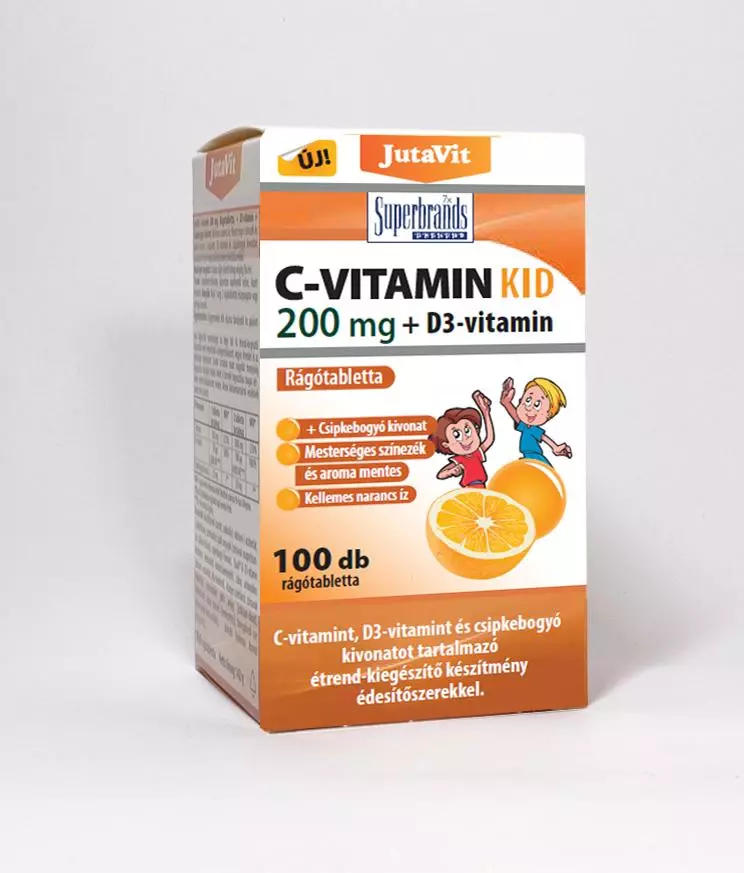 JutaVit C-vitamin 200 mg narancsízű rágótabletta 100x JutaVit C-vitamin 200 mg narancsízű rágótabletta 100x