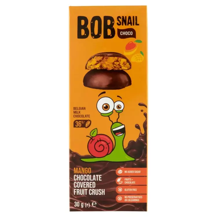 Bob-Snail tejcsokis gyümölcs snack mangó 30g Bob-Snail tejcsokis gyümölcs snack mangó 30g