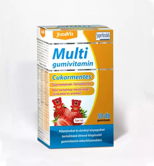 JutaVit Multi cukormentes gumivitamin eper ízű 50x