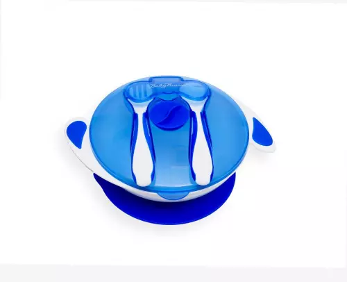 Baby-Bruin tapadókorongos tányér tetővel evőeszköz