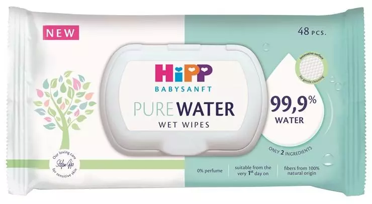 HiPP Babysanft Pure Water nedves törlőkendő 48x