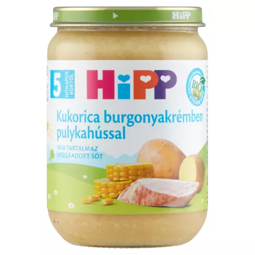HiPP BIO kukorica burgonyakrém pulykahússal 5.hó 190g