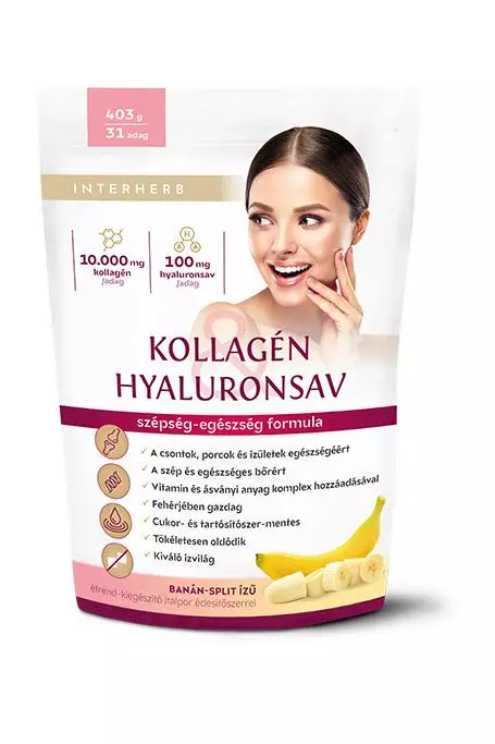 Interherb Kollagén+Hyaluronsav italpor banán-split 403g Interherb Kollagén+Hyaluronsav italpor banán-split 403g