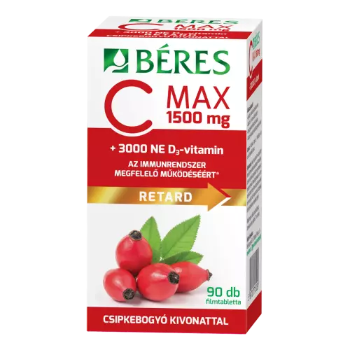 Béres C Max 1500 mg+csipkeb.+D3 3000 NE ret.ftabl. 90x