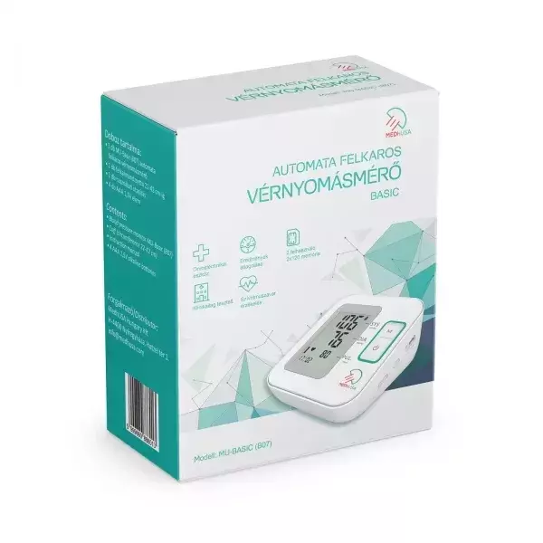 Vérnyomásmérő aut. MEDhUSA Mu-Basic B7 felkaros 1x Vérnyomásmérő aut. MEDhUSA Mu-Basic B7 felkaros 1x
