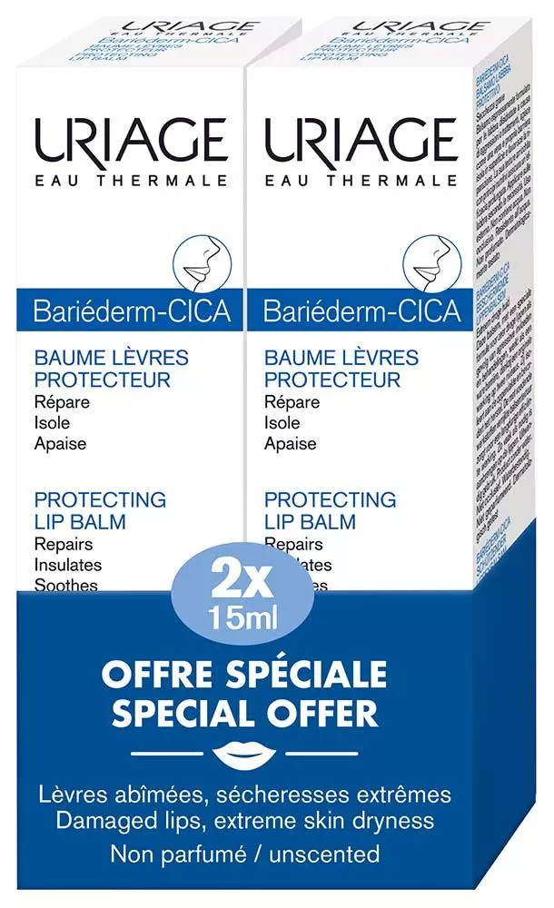 Uriage Bariéderm Cica ajakápoló balzsam DUOPACK 15+15ml