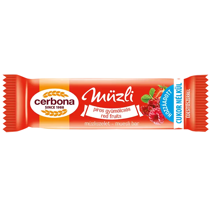 Cerbona cukormentes müzliszelet piros gyümölcsös 20g Cerbona cukormentes müzliszelet piros gyümölcsös 20g