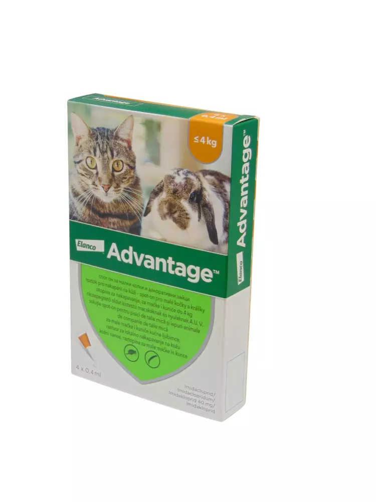 Advantage 40 macska/nyúl 0,4ml 4kg alatti A.U.V. 4x Advantage 40 macska/nyúl 0,4ml 4kg alatti A.U.V. 4x