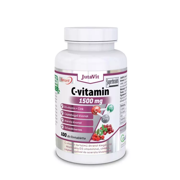 JutaVit C-vitamin 1500 mg+D3+Zn+csipke+acerola tbl 100x JutaVit C-vitamin 1500 mg+D3+Zn+csipke+acerola tbl 100x