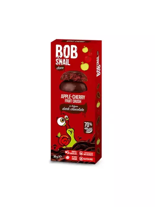 Bob-Snail étcsokoládés gyümölcs snack alma-meggy 30g