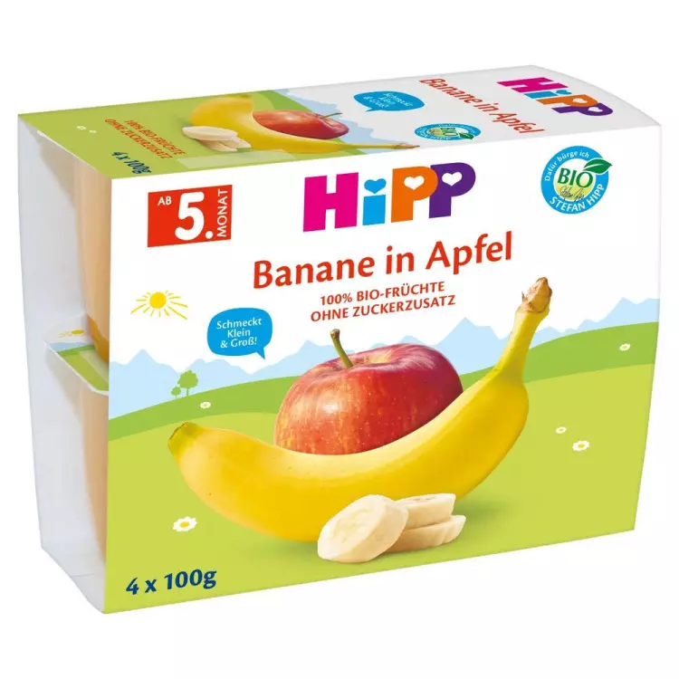 HiPP BIO banán-alma bébidesszert 4.hó 4x100g HiPP BIO banán-alma bébidesszert 4.hó 4x100g