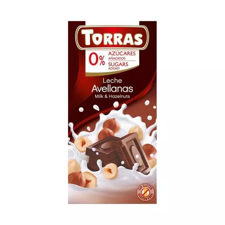 Torras 04. Mogyorós tejcsoki cukor nélkül 75g Torras 04. Mogyorós tejcsoki cukor nélkül 75g