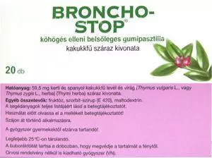 Bronchostop köhögés elleni bels. gumipasztilla 20x Bronchostop köhögés elleni bels. gumipasztilla 20x