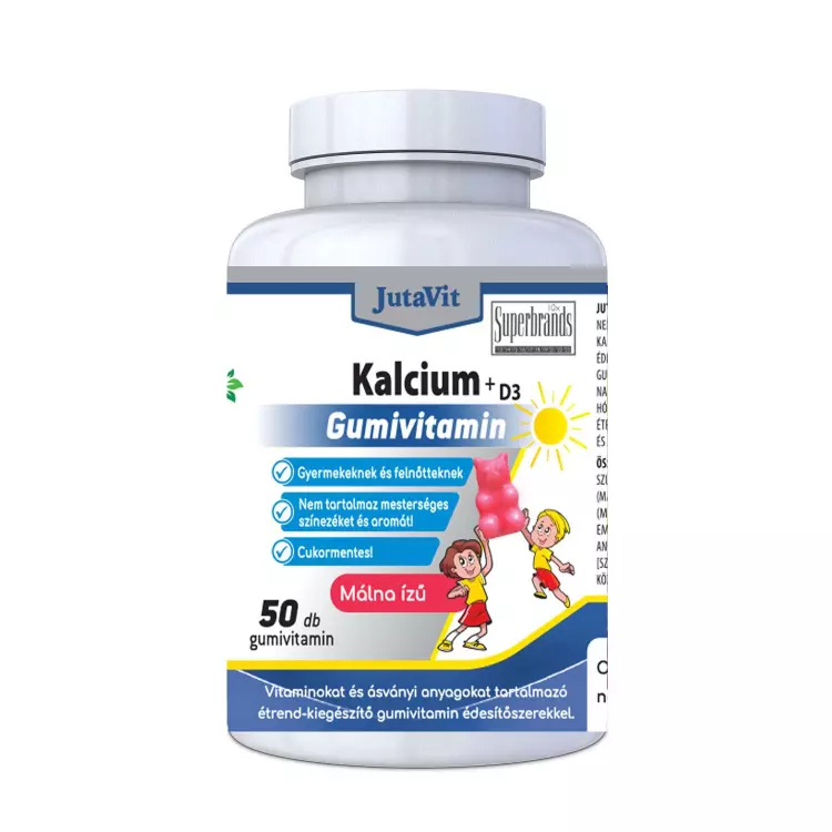 JutaVit Kalcium+ D3 gumivitamin málna 50x JutaVit Kalcium+ D3 gumivitamin málna 50x