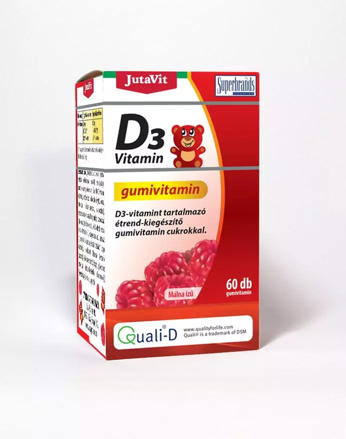 JutaVit D3-vitamin gumivitamin málna ízű 60x JutaVit D3-vitamin gumivitamin málna ízű 60x