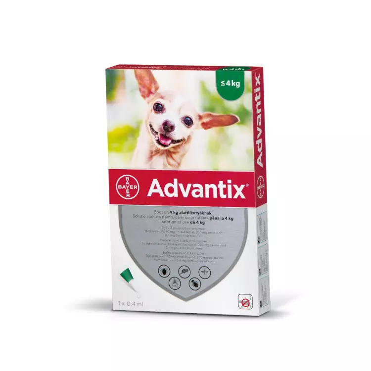Advantix spot on 0,4ml 4kg alatti kutya A.U.V. 1x Advantix spot on 0,4ml 4kg alatti kutya A.U.V. 1x