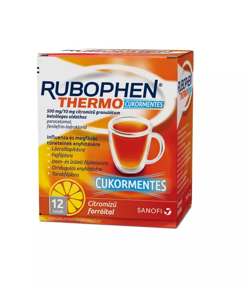 Rubophen Thermo cukorm. 500mg/10mg citromízű gran. 12x