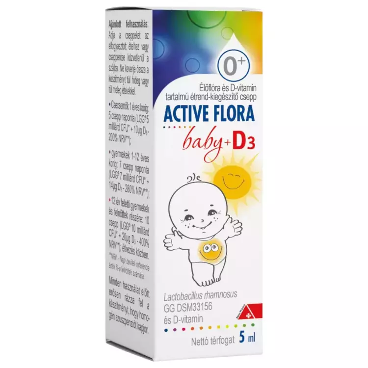 Active Flora baby+ D3 étrendkiegészítő cseppek 5ml