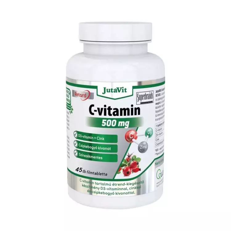 JutaVit C-vitamin 500 mg+D3+Zn+csipke retard tbl. 45x JutaVit C-vitamin 500 mg+D3+Zn+csipke retard tbl. 45x