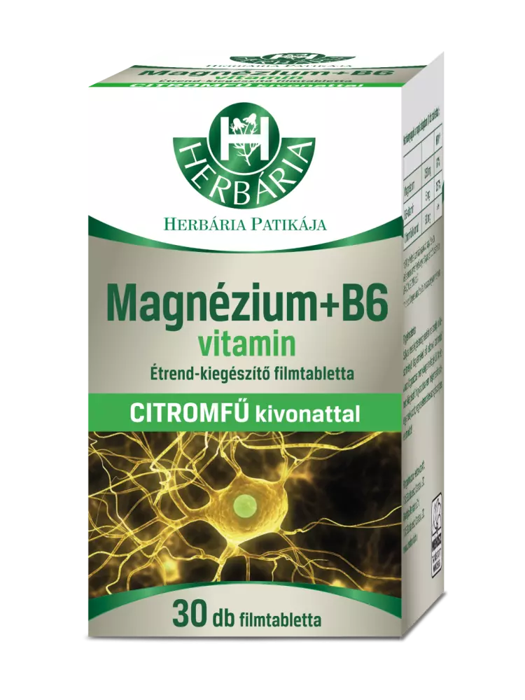 Herbária Magnézium+ B6+ citromfű filmtabletta 30x Herbária Magnézium+ B6+ citromfű filmtabletta 30x