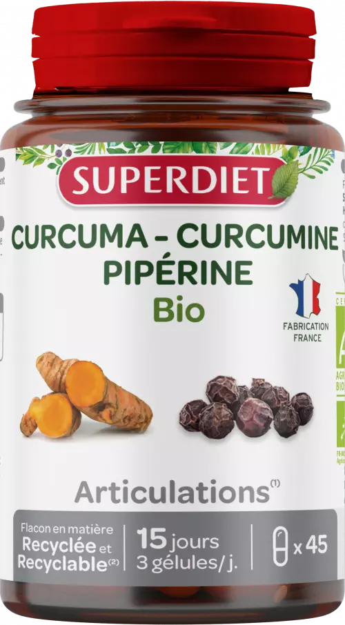 Superdiet Bio kurkuma feketebors kapszula 45x