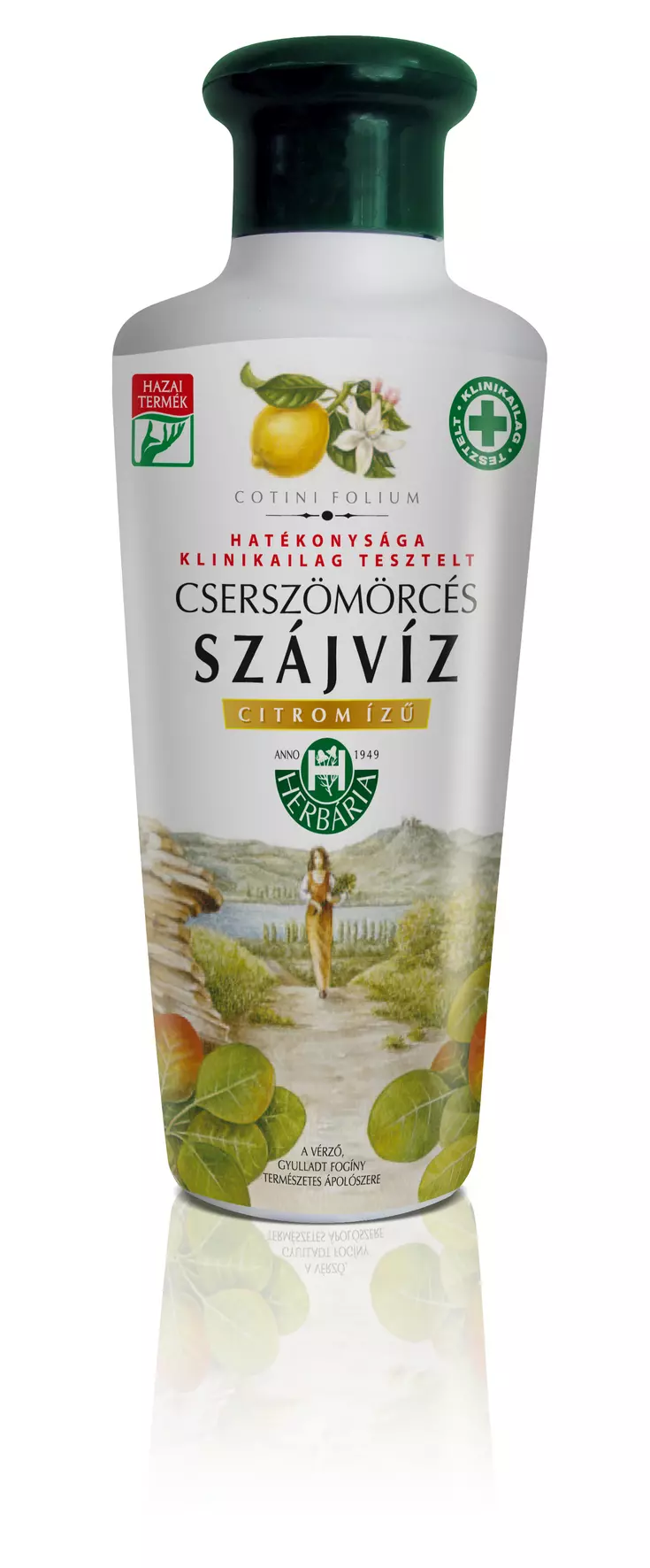 HERBÁRIA Cserszömörcés szájvíz citromos kupakos 250ml HERBÁRIA Cserszömörcés szájvíz citromos kupakos 250ml