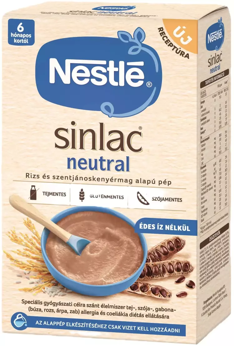 Sinlac Neutral rizs és szentjánoskenyérmag al. pép 650g Sinlac Neutral rizs és szentjánoskenyérmag al. pép 650g