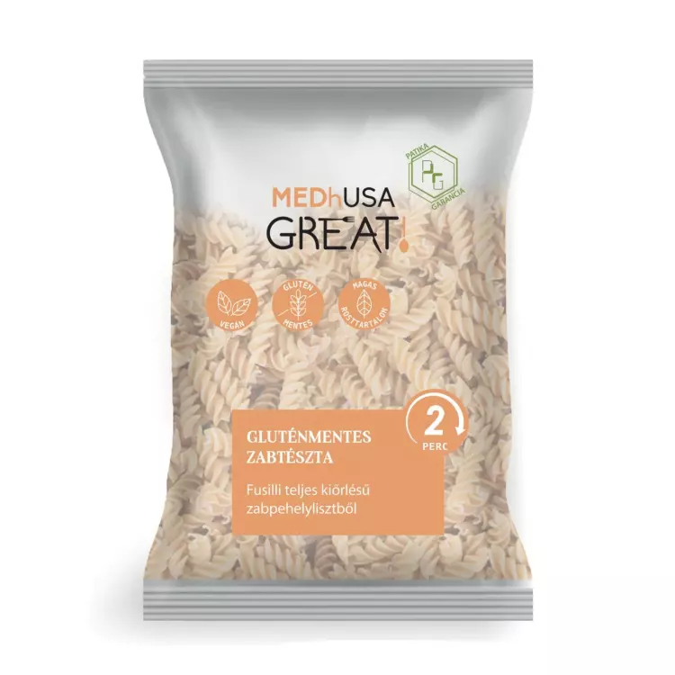 MEDhUSA Great! gluténmentes zabtészta fusilli 200g MEDhUSA Great! gluténmentes zabtészta fusilli 200g