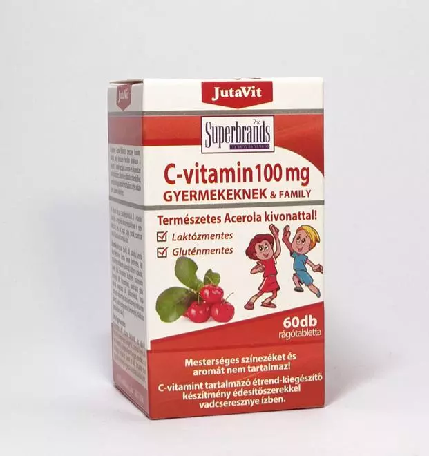 JutaVit C-vitamin 100 mg+ acerola rágótbl gyermek 60x JutaVit C-vitamin 100 mg+ acerola rágótbl gyermek 60x