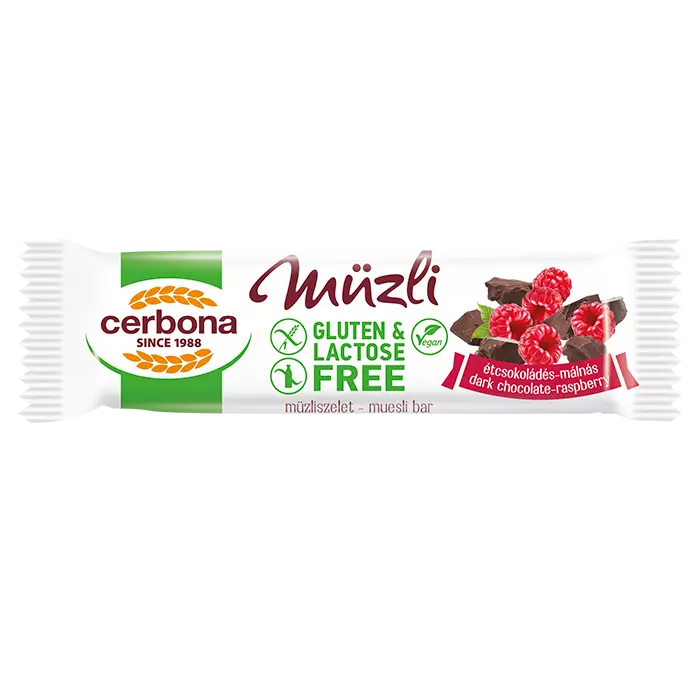Cerbona gluténmentes müzliszelet étcsoki-málna 35g Cerbona gluténmentes müzliszelet étcsoki-málna 35g