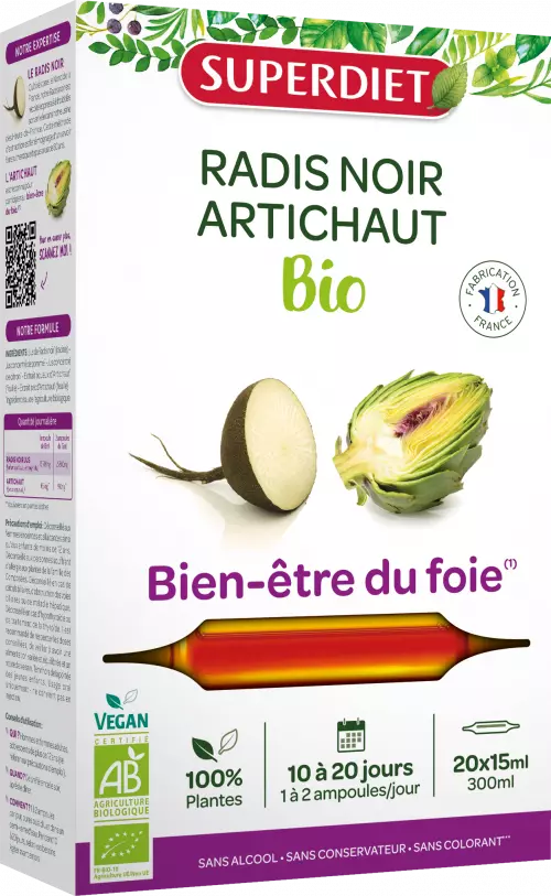 Superdiet Bio articsóka és fekete retek ivóampulla 20x15ml