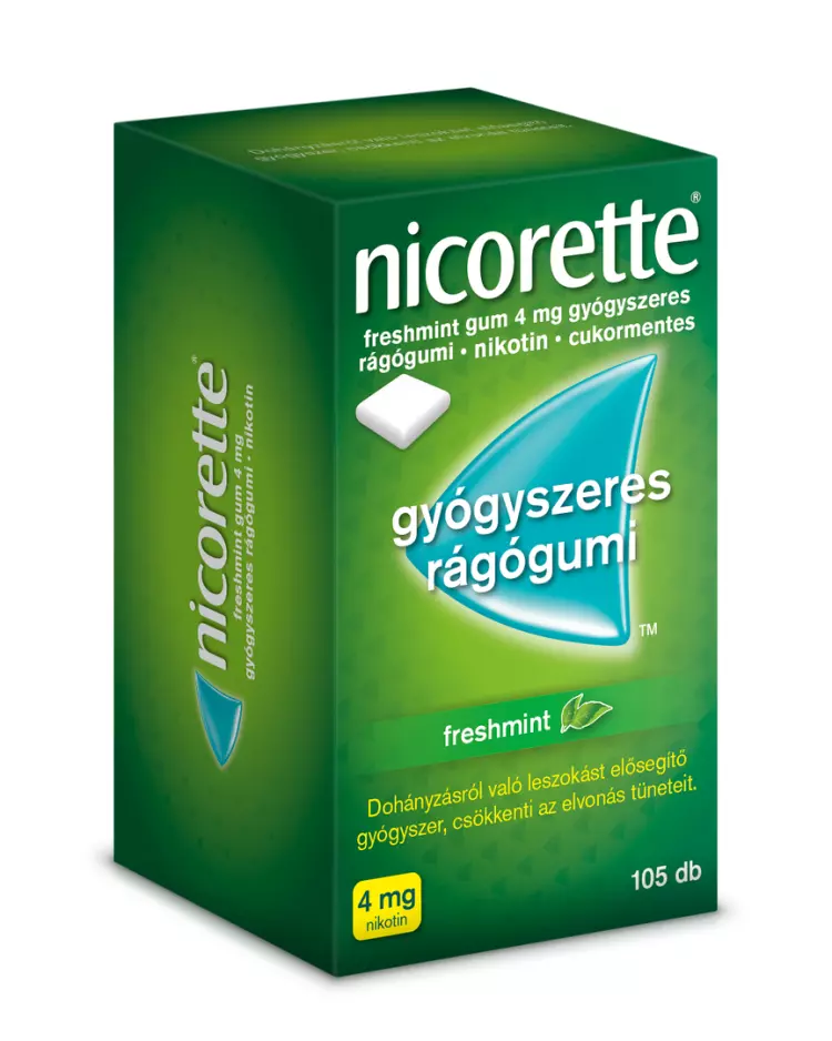 Nicorette Freshmint gum 4 mg gyógyszeres rágógumi 105x Nicorette Freshmint gum 4 mg gyógyszeres rágógumi 105x