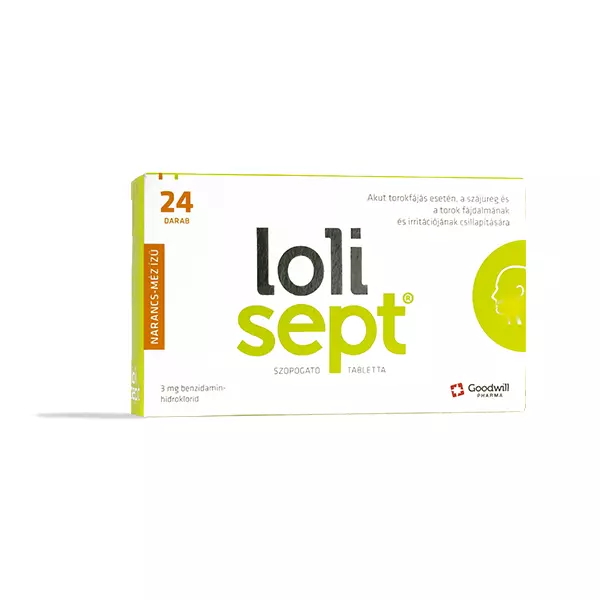 Lolisept 3 mg narancs-méz ízű szopogató tabletta 24x Lolisept 3 mg narancs-méz ízű szopogató tabletta 24x