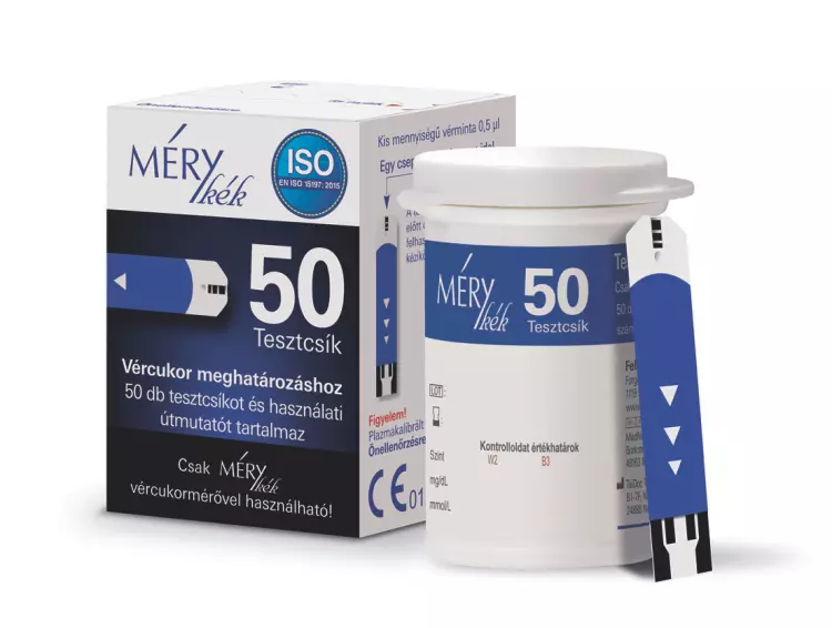 Mérykék tesztcsík vércukormérőhöz 50x Mérykék tesztcsík vércukormérőhöz 50x