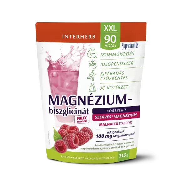 Interherb XXL Magnézium-biszglicinát málna italpor 315g Interherb XXL Magnézium-biszglicinát málna italpor 315g