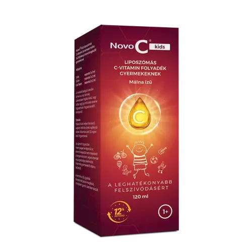 Novo C kids liposzómás C- vit. folyadék málna ízű 120ml