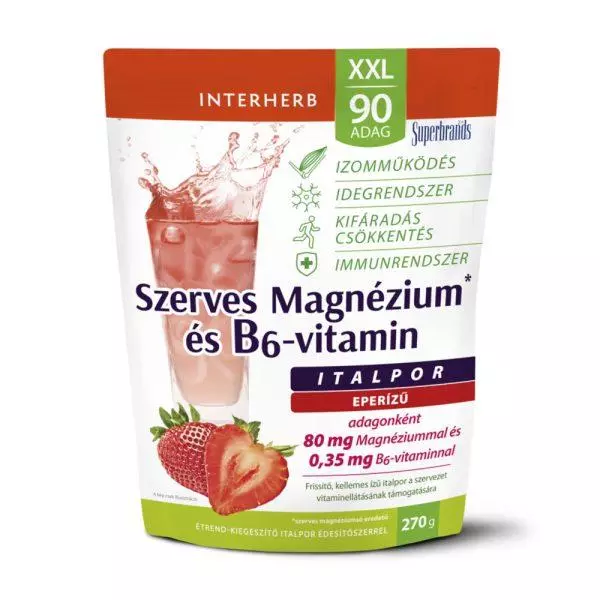 Interherb XXL Szerves Magnézium+ B6 italpor eper 90adag Interherb XXL Szerves Magnézium+ B6 italpor eper 90adag