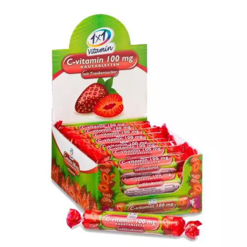 1x1 Vitamin C-vitamin  100 mg rágótabl. eper 17x