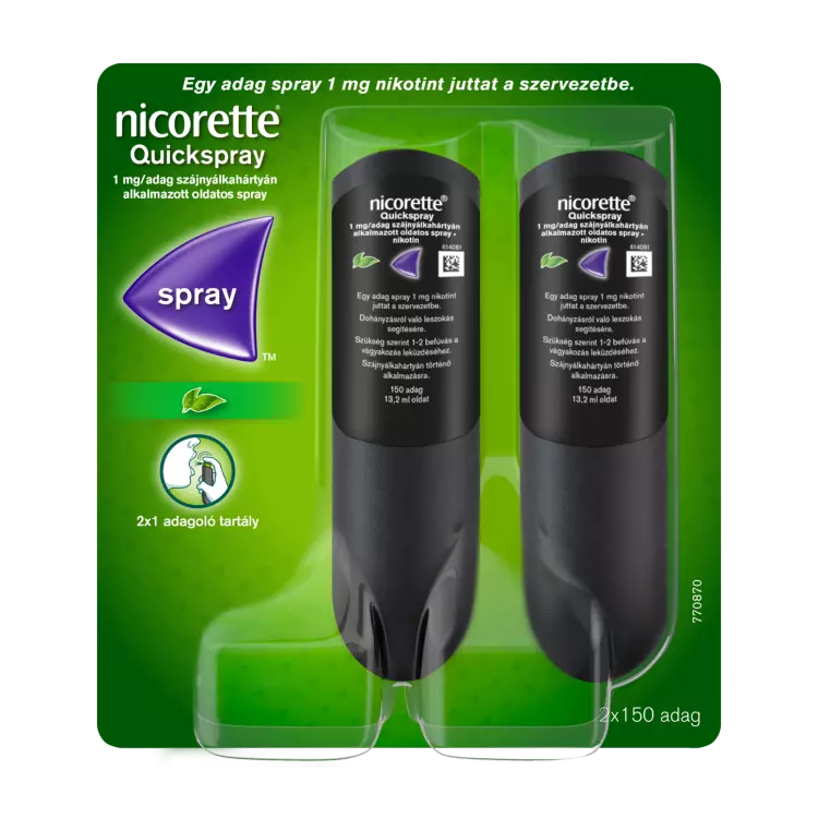 Nicorette Quickspray 1 mg/adag szájnyálk.alk.spray 2x1 Nicorette Quickspray 1 mg/adag szájnyálk.alk.spray 2x1