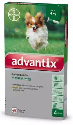 Advantix spot on 0,4ml 4kg alatti kutya A.U.V. 4x Advantix spot on 0,4ml 4kg alatti kutya A.U.V. 4x