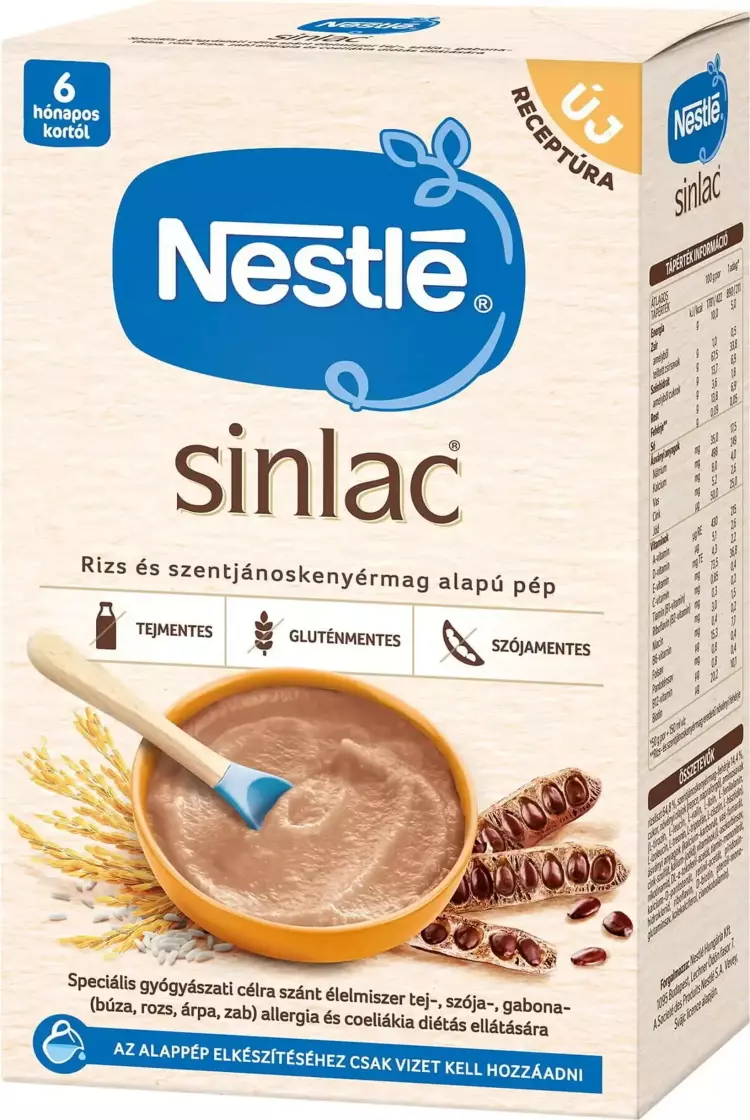 Sinlac rizs és szentjánoskenyérmag alapú pép 650g Sinlac rizs és szentjánoskenyérmag alapú pép 650g