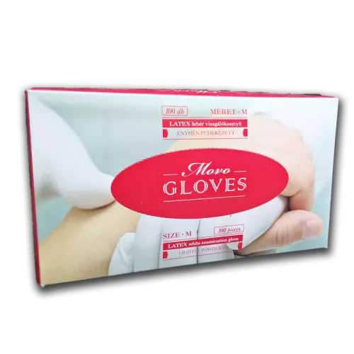 MOVO-MED Vizsgálókesztyű latex púderes fehér M 100x