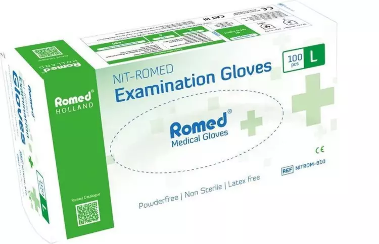 Vizsgálókesztyű nitril ROMED kék  L 100x